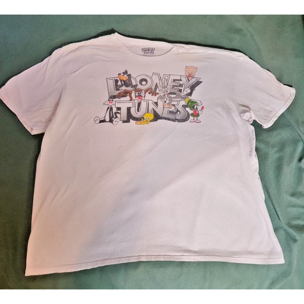 Looney Tunes Shirt Adult 3XL White Short Sleeve Taz Daffy Marvin Men's